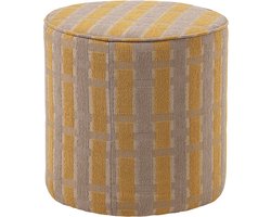 WOOOD Sarli Poef Hoog Dessin - Chenille - Taupe/Geel - 46x46x46