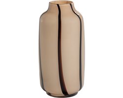 WOOOD Selena Vaas - Glas - Naturel Met Streep Bruin - 35x18x18