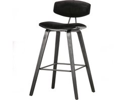 WOOOD Senn Barstoelen - Fluweel - Zwart - Set van 2