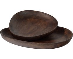 WOOOD Sevran Dienblad - Mangohout - Donkerbruin - Set van 2