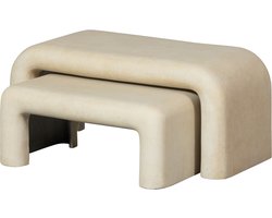 WOOOD Stani Salontafels - Betonlook/Fiber Clay - Naturel - 40x92x42 - Set van 2