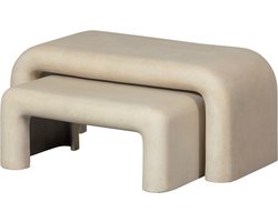 WOOOD Stani Salontafels - Betonlook/Fiber Clay - Naturel/Beige - 40x92x42 cm - Set van 2