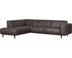 WOOOD Statement Hoekbank Links - Lederlook - Donkergrijs - 77x274x210