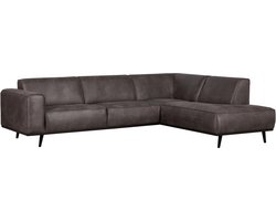 WOOOD Statement Hoekbank Rechts - Lederlook - Donkergrijs - 77x274x210