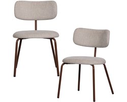 WOOOD Travis Eetkamerstoelen - Polyester - Off White - Set van 2