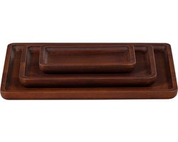 WOOOD Trayla Dienblad - Mangohout - Bruin - Set Van 3