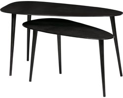 WOOOD Triangle Bijzettafel - Metaal - Zwart Nikkel - 49x89x49 - Set van 2