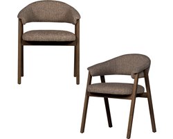 WOOOD Tunar Eetkamerstoel Met Armleuning - Hout - Bruin - Set van 2
