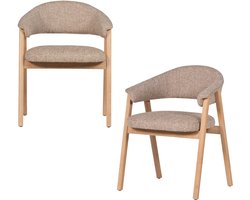 WOOOD Tunar Eetkamerstoel Met Armleuning - Hout - Naturel - Set van 2