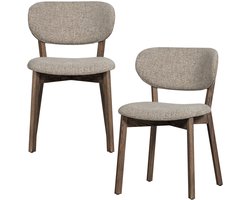 WOOOD Udar Eetkamerstoelen Houten Frame - Donkerbruin - Set van 2