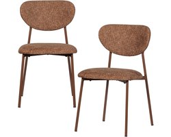 WOOOD Valor Eetkamerstoelen - Polyester - Bruin - Set van 2