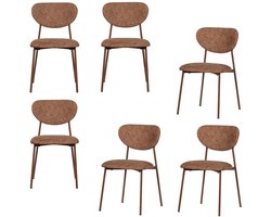 WOOOD Valor Eetkamerstoelen - Polyester - Bruin - Set van 6