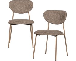 WOOOD Valor Eetkamerstoelen - Polyester - Zand- Set van 2