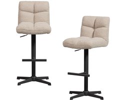 WOOOD Vinny Draaibare Barstoelen - Bouclé - Zand - Set van 2