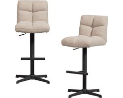 WOOOD Vinny Draaibare Barstoelen - Bouclé - Zand - Set van 2