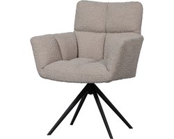 WOOOD Vinny Draaistoel met Armleuningen - Bouclé Stof - Zand/Beige - 89x70x61 cm