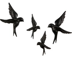 WOOOD Vogels Avaler - Papier - Zwart - Set van 4
