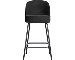 WOOOD Vogue Barstoel - Velvet - Zwart - 89x50x55