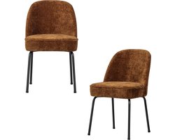 WOOOD Vogue Eetkamerstoelen - 3D Chenille - Midden Bruin -Set van 2