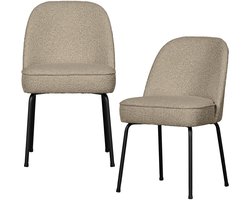 WOOOD Vogue Eetkamerstoelen - Bouclé - Beige - Set van 2