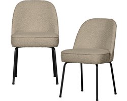 WOOOD Vogue Eetkamerstoelen - Bouclé - Beige - Set van 2