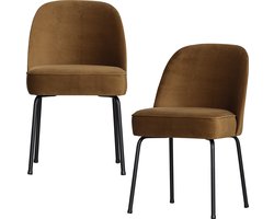 WOOOD Vogue Eetkamerstoelen - Fluweel - Honinggeel - Set van 2