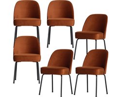 WOOOD Vogue Eetkamerstoelen - Fluweel - Roest - Set van 6