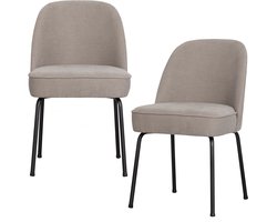 WOOOD Vogue Eetkamerstoelen - Geweven Stof - Zand - Set van 2