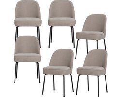 WOOOD Vogue Eetkamerstoelen - Geweven stof - Zand - Set van 6