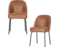 WOOOD Vogue Eetkamerstoelen - Leer - Cognac - Set van 2