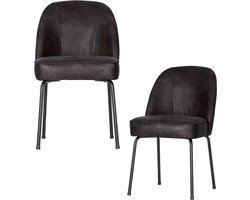 WOOOD Vogue Eetkamerstoelen - Leer - Zwart - Set van 2