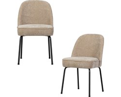 WOOOD Vogue Eetkamerstoelen - Polyester - Zand - Set van 2