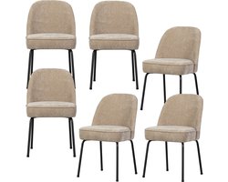 WOOOD Vogue Eetkamerstoelen - Polyester - Zand - Set van 6