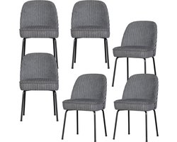 WOOOD Vogue Eetkamerstoelen - Polyester - Zwart/Grijs - Set van 6
