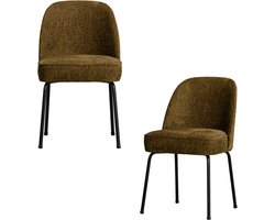 WOOOD Vogue Eetkamerstoelen - Velvet Stof - Brass - Set van 2