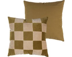 WOOOD Vola Kussens - Katoen - Groen/Oranje - 50x50x10 cm - Set van 4