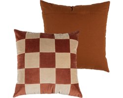 WOOOD Vola Kussens - Katoen - Roze/Roestbruin - 50x50x10 cm - Set van 4