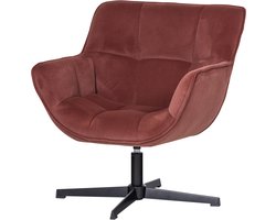 WOOOD Wibo Draaifauteuil - Velvet - Mat Bruinrood - 94x71x83
