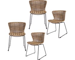 WOOOD Wings Tuinstoelen - Polyester - Naturel - Set van 4