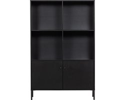 WOOOD Xam Open Kast - Grenen - Zwart - 155x107x39