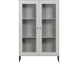WOOOD Xam Vitrinekast - Grenen - Wolkengrijs - 155x100x40