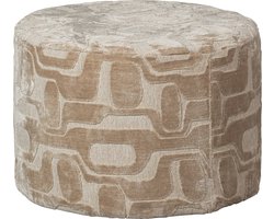 WOOOD Yago Poef - Viscose/Polyester - Naturel/Beige - 43x60x60 cm