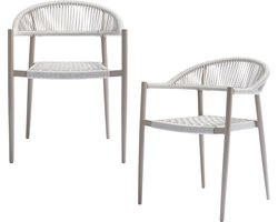 WOOOD Yellow tuinstoel - Touw/Aluminium - Lichtgrijs - Set van 2