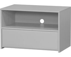 WOOOD Yissa Tv-Meubel Met Lade/ Open Vak - Grenen Hout - Wolkengrijs