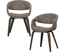 WOOOD Yossi Eetkamerstoelen Houten Bruine Poot - Bruin - Set van 2