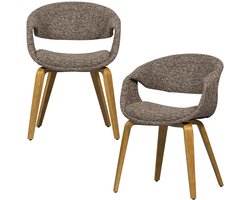 WOOOD Yossi Eetkamerstoelen Houten Naturel Poot - Bruin - Set van 2