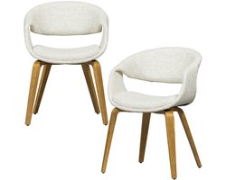 WOOOD Yossi Eetkamerstoelen Houten Naturel Poot - Naturel - Set van 2
