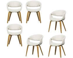 WOOOD Yossi Eetkamerstoelen Houten Naturel Poot - Naturel - Set van 6