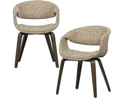 WOOOD Yossi Eetkamerstoelen Met Houten Bruinen Poot - Zand - Set van 2