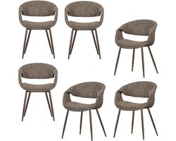 WOOOD Yossi Eetkamerstoelen Metalen Koper Poot - Bruin - Set van 6